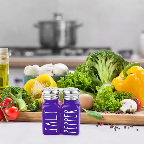 Miniatura 6 de Juego de salero y pimientero morado de Brighter Barns - Decoración moderna de cocina estilo granja para el hogar y accesorios - Juego de salero