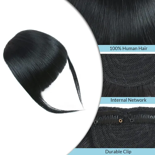 Miniatura 4 de Shinon – Flequillo con clip de cabello humano; extensión de cabello, fleco