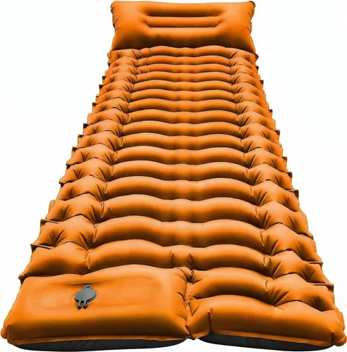 Miniatura 10 de FUN PAC Colchoneta de dormir para camping, ultraligera con almohada, bomba de pie integrada, almohadillas inflables compactas para acampar, Verde