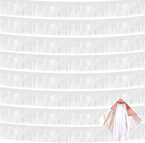 Miniatura 15 de Paquete de 10 unidades de guirnalda de flecos de papel de aluminio de 10 pies con lentejuelas metálicas, bandera para colgar en la pared, telón