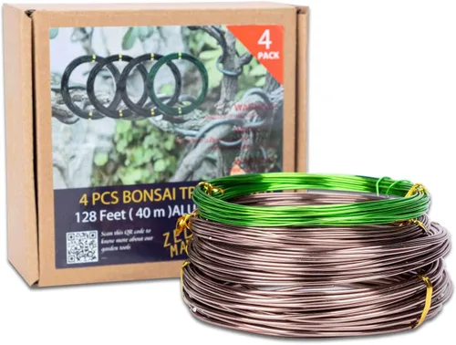 Miniatura 10 de Kit de alambre para bonsái, 4 rollos en total de 64 pies de alambre de entrenamiento de bonsái de aluminio para interiores de 0.039 in, 0.059 in