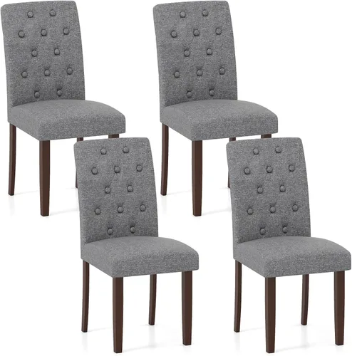 Miniatura 10 de NAFORT Sillas de comedor de tela, sillas clásicas de respaldo alto para cocina, sala de estar, patas de madera de goma maciza, silla acolchada