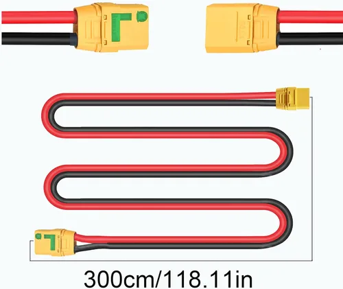 Miniatura 6 de XT90-S - Cable de extensión de enchufe hembra a XT90 macho Cable de extensión de cable de silicona 10AWG para batería RC Lipo FPV Drone