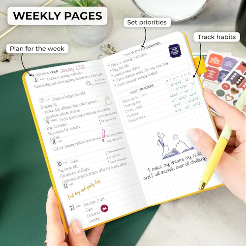 Miniatura 3 de Clever Fox Agenda de bolsillo semanal – Agenda mensual sin fecha y calendario, mini planificador perfecto para bolso, 3.7 x 6.7 pulgadas