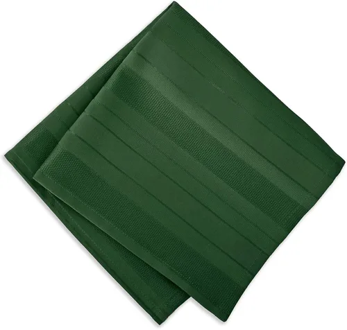 Miniatura 4 de Newbridge - Mantel navideño de satén con rayas verde cazador, 52 x 52 pulgadas cuadradas, rayas tejidas festivas, mantel de poliéster reutilizable
