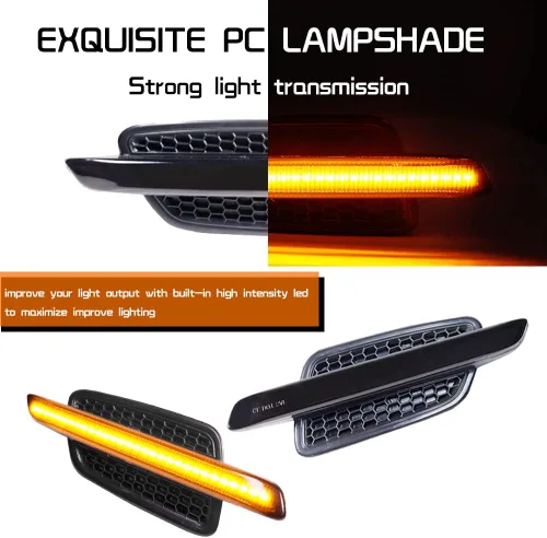 Miniatura 2 de Para 2008 2009 Pontiac G8 Front Fender Side Marker Lights Turn Signal Light Amber Led Smoked Lens OEM Lente ahumada luz LED blanca