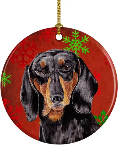 Miniatura 18 de Caroline's Treasures Bulldog English - Copos de nieve rojos y verdes, adorno de cerámica de Navidad, decoración colgante para el hogar, Navidad
