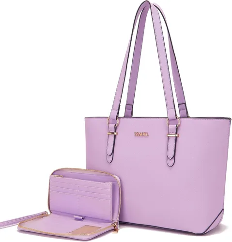 Miniatura 31 de YZAOLL Bolsos para mujer de cuero sintético, medianos y grandes, bolso de hombro, cartera, juego de bolso de mano y billetera
