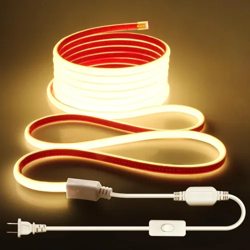 Miniatura 18 de Aclorol Tira de luces LED COB de 110 V para exteriores, impermeable, 6.56 pies/2M, luz diurna blanca 6000 K CRI90+ flexible y Unifrom tira de luz