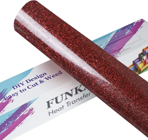 Miniatura 27 de FUNKAKA Rollos de vinilo de transferencia de calor HTV negro con purpurina, vinilo de poliuretano para planchar de 12 pulgadas x 25 pies