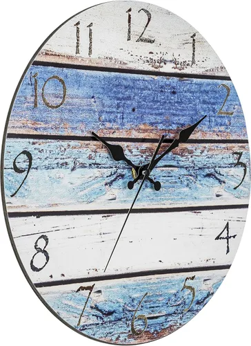 Miniatura 2 de Bernhard Products Reloj de pared rústico de playa de 12 pulgadas, redondo, silencioso sin tictac, de cuarzo, funciona con pilas, aspecto de madera