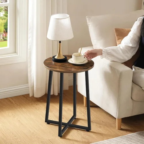 Miniatura 2 de HOOBRO - Mesa auxiliar redonda, mesa de acento con pedestal de metal resistente, mesita de noche redonda de 15.7", para sala de estar, dormitorio