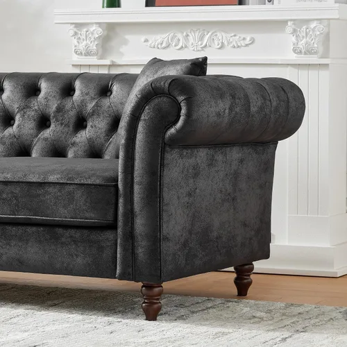 Miniatura 4 de Sofá de dos plazas con tapicería de cuero aireado y acolchado, sofá de brazo enrollado con 2 almohadas, decoración para sala de estar, apartamento