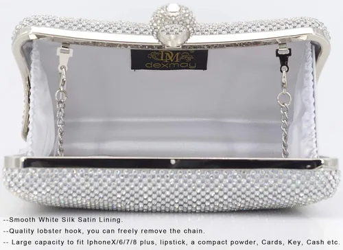 Miniatura 5 de Dexmay - Bolso de mano con diamantes de imitación y cierre de cristal, para fiesta nupcial de boda