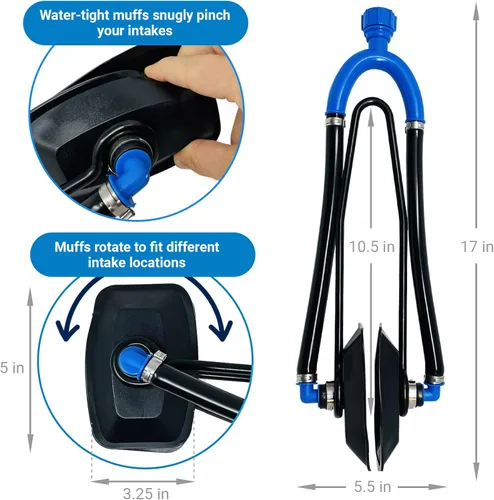 Miniatura 2 de Orejeras para Motor de Barco, Kit de Enjuague para Motor Fuera de Borda e Intraborda I/O, Adaptador de Manguera Enjuagador de Orejas