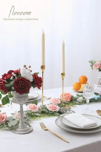 Miniatura 6 de Floroom - Flores artificiales de aspecto real de 25 unidades, rosas de espuma color rubor con tallos para ramos de boda, centros de mesa, despedida