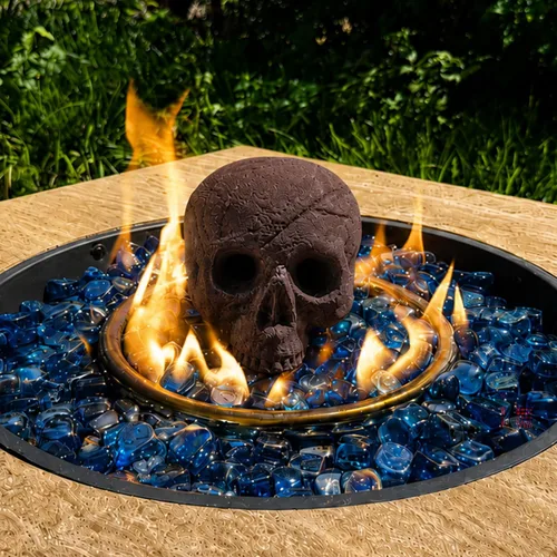 Miniatura 7 de Troncos de fuego de calavera de cerámica, calaveras de hoguera, troncos de calavera de cerámica, cabeza de esqueleto/decoración de calavera