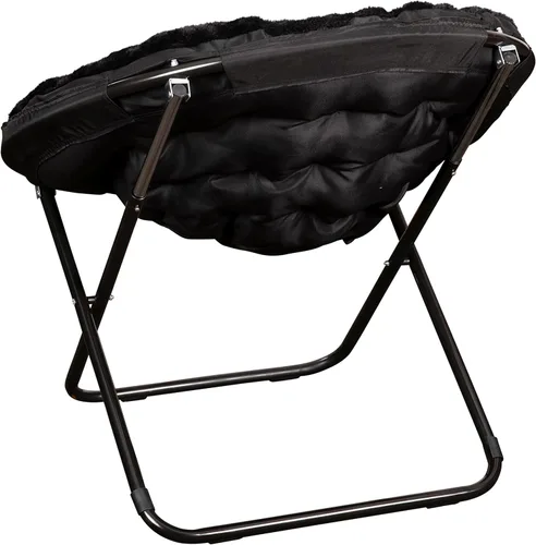 Miniatura 9 de EMMA + OLIVER Ersa - Silla plegable de gran tamaño de 38 pulgadas con tapicería de piel sintética acogedora en negro con marco de metal negro
