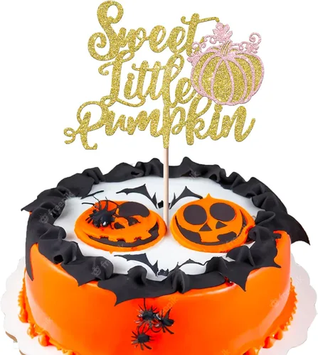 Miniatura 11 de Rsstarxi Paquete de 24 decoraciones de calabaza con purpurina para cupcakes de primer cumpleaños, decoración de pastel de calabaza para el primer