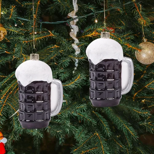 Miniatura 5 de Divertidos adornos colgantes de Navidad 2025 – Bonitas decoraciones de árbol sopladas de vidrio de cerveza de Cheers 2025, decoración navideña 3D