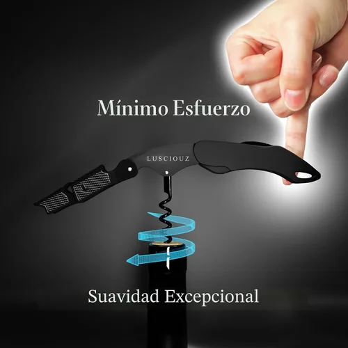 Miniatura 3 de LUSCIOUZ Sacacorchos de Resistencia Cero Abridor de Botellas de Vino Silencioso Sacacorchos para Camareros Llave de Vino Fabricado en Japón