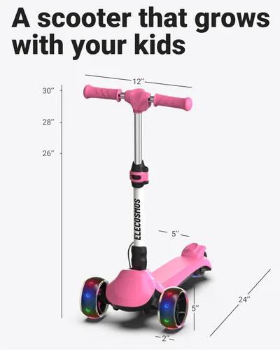 Miniatura 5 de ELECOSMOS Patinete Eléctrico Seguro para Niños de 4+, Equilibrio para Principiantes, Acelerador de Pulgar, Cubierta con Luces Intermitentes, Ruedas