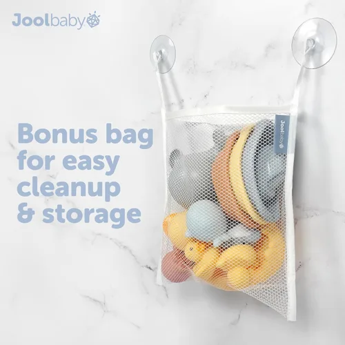 Miniatura 3 de Jool Baby Juego de regalo de juguetes de baño de 12 piezas, chorros de baño, patos de goma, ballena de natación enrollada, organizador