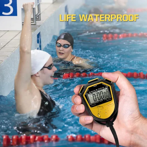 Miniatura 3 de mewmewcat Cronómetro impermeable digital LCD temporizador cronógrafo deportivo con correa para natación, correr, entrenamiento de fútbol, cronómetro