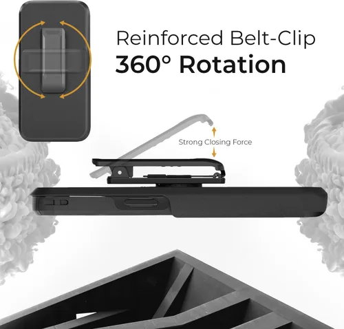 Miniatura 4 de MOTIVE Funda para iPhone 15 con clip para cinturón, magnética compatible con MagSafe, combo de funda de carcasa a prueba de golpes, funda para Negro