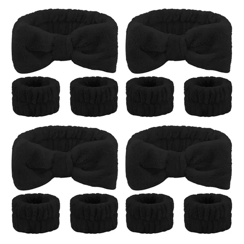 Miniatura 19 de CIEHER 12 PCS Diademas de Maquillaje para Mujeres Muñequeras Bandas de Lavado Scrunchies Puños para Lavar la Cara, Banda de Cabello Suave con Lazo a