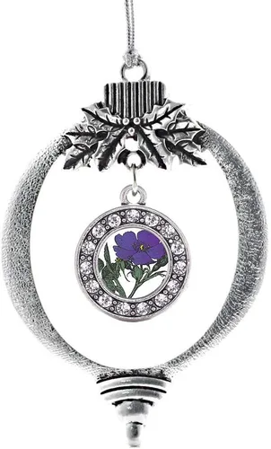 Miniatura 200 de Inspired Silver - Bonita bandera estadounidense - Adorno de Navidad plateado - Adorno de árbol de Navidad con dije circular con circonita cúbica