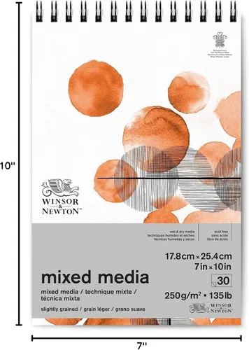 Miniatura 7 de Winsor & Newton Bloc de medios mixtos profesional, 7" x 10", 30 hojas, 250gsm, blanco