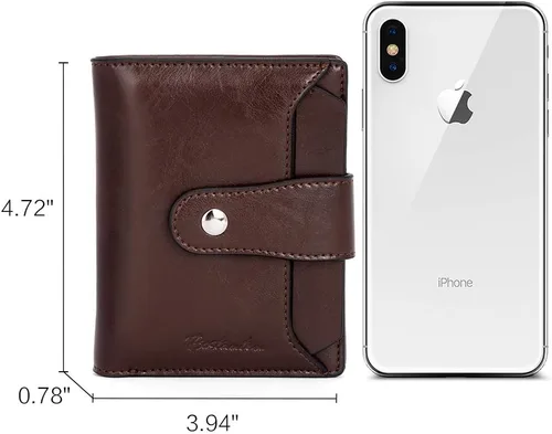 Miniatura 7 de BOSTANTEN - Billetera de cuero para mujer con bloqueo RFID, pequeña, con cremallera, de bolsillo, para tarjetas, con ventana para documento