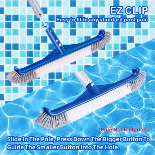 Miniatura 5 de POOLAZA Cepillo de piscina, cabezal de cepillo de piscina de 17.5 pulgadas para piscinas enterradas y piscinas sobre el suelo, cepillo duradero