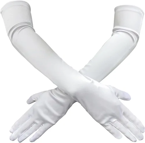 Guantes largos de fiesta de ópera, guantes de satén de los años 20 hasta el codo para mujer, 21 pulgadas, para novia, boda, fiesta de té