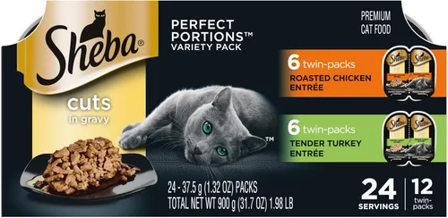 Miniatura 11 de Sheba Perfect Portions - Cortes de comida húmeda para gatos en salsa, plato de pollo asado, plato de pavo tierno, con salmón sostenible y con atún