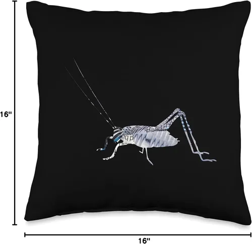 Miniatura 4 de COLLAGE ART INSECTS by TOMAHAWK ARTS Unique Steampunk Bug Cricket Collage Art for Insect Nature Throw Pillow 16x16, Multicolor
