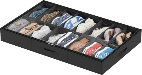 Miniatura 16 de Lifewit Organizador de almacenamiento de zapatos debajo de la cama, paquete de 2 (12 celdas de zapatos), caja de contenedores de tela de perfil