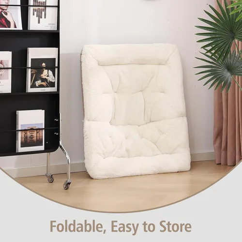 Miniatura 5 de Welnow Cómoda silla platillo con otomana, silla de lectura plegable de gran tamaño para adultos con almohada, silla de salón de piel sintética suave