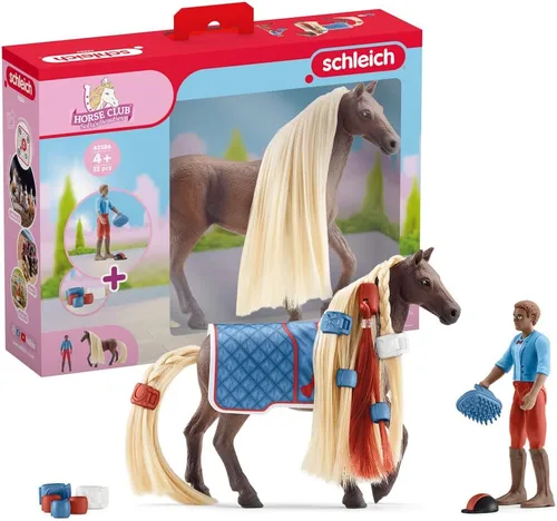 Miniatura 9 de Schleich Horse Club Sofia's Beauties - Juego de belleza de caballo de 18 piezas, figura de caballo Kim y caballo con pelo de peinado cepillable, más