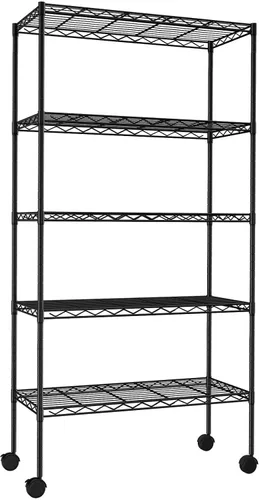 Miniatura 13 de Estantería de alambre de 32 pulgadas de alto x 23 pulgadas de ancho x 13 pulgadas de profundidad, estante de almacenamiento con ruedas, estante
