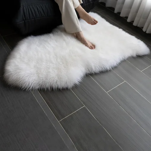 Miniatura 8 de Alfombra de piel de oveja, mullida y esponjosa, súper suave de 24 x 36 pulgadas, alfombra de pelo de oveja de felpa, alfombras decorativas