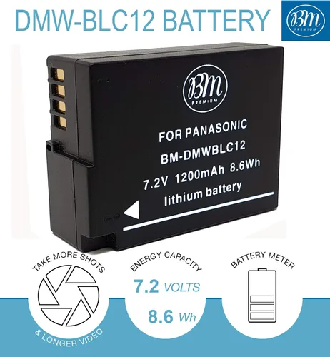 Miniatura 2 de BM Premium Paquete de 2 baterías DMW-BLC12 y cargador de doble bahía para Panasonic Lumix DC-FZ1000 II DC-G95 DC-G97 DMC-G85 DMC-GH2 DMC-G5 DMC-G6