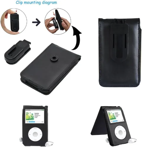 Miniatura 4 de Funda protectora de cuero para Apple iPod Classic 6ª, 7ª, 80 GB, 120 GB delgada 160 GB y iPod Video 5th 30 GB con clip para cinturón + protector