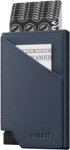 Miniatura 10 de VULKIT Cartera de tarjetas desplegable con bloqueo RFID, funda delgada de aluminio para tarjetas bancarias con bolsillo para dinero de negocios