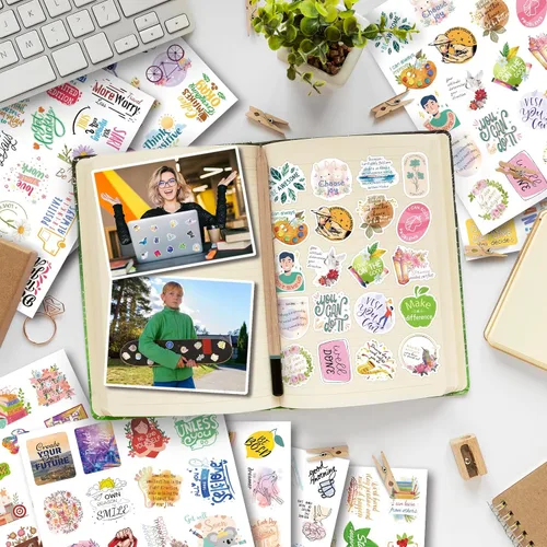 Miniatura 7 de 640 calcomanías inspiradoras con citas para adolescentes, calcomanías motivacionales para adultos y mujeres, calcomanías de libro de recortes