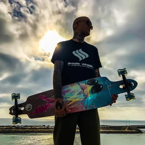 Miniatura 8 de Shark Wheel Ruedas de crucero Longboard de 2.835 in, fórmula ADN, juego de 4 ruedas Buje azul transparente.