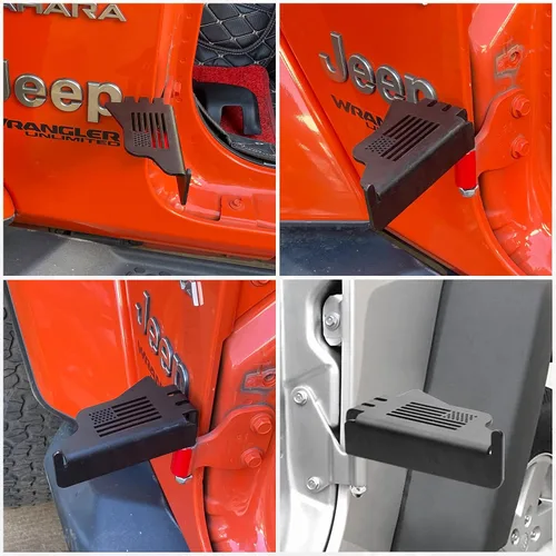 Miniatura 5 de Estriberas de pie con bandera de Estados Unidos sin puerta delantera, panel de pedal de reposo, acero negro, se adapta a accesorios Jeep Wrangler JK
