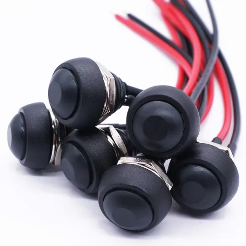 Miniatura 7 de Twidec/6 piezas de interruptores de botón momentáneo SPST AC250V/3A AC125V/6A mini apagado(encendido) en negro + rojo con cables presoldados Negro