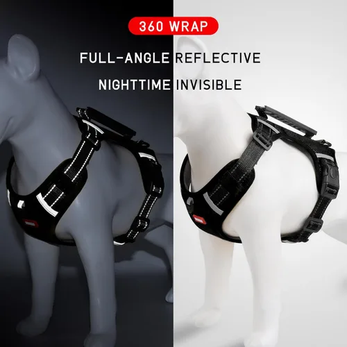 Miniatura 4 de Arnés para perro sin tirones, ajustable, reflectante, suave, acolchado, arnés de chaleco para perro pequeño, mediano y grande, con asa resistente